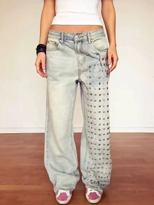 Women's Jean Designer Baggy Denim Pants Y2K Japanese Harajuku Wide Fit American Retro Punk Goblin Core Long Trousers Tide New