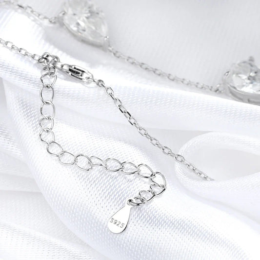 Gradient Moissanite Necklace for Women 3 Gems Pear Cut Certified Luxury Pendant Lab Diamond Jewelry Sterling Silver 925