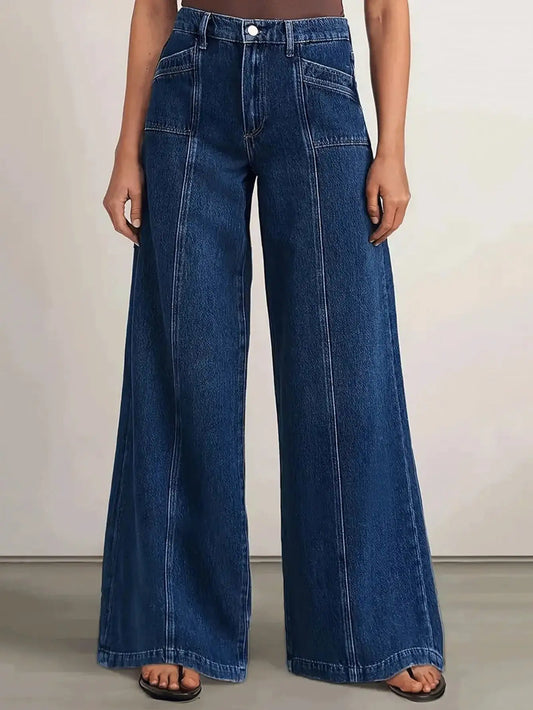Women's Relaxed Fit Wide Leg Jeans - Versatile and Comfortable Denim Trousers for Casual Style