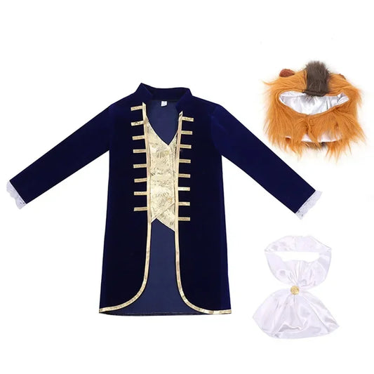 Boys Beauty Beast Role Play Jacket Costume Halloween Performance Dress Up Costume School Anime Wig Party Costume