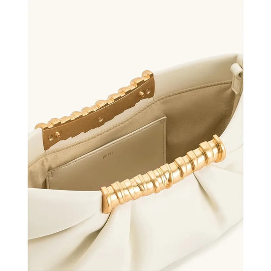 Leia Pleated Clutch Metal Fashion High-End Feel Dumpling Bag Soft Leather Luxury Party Bag Evening Clutch for Women