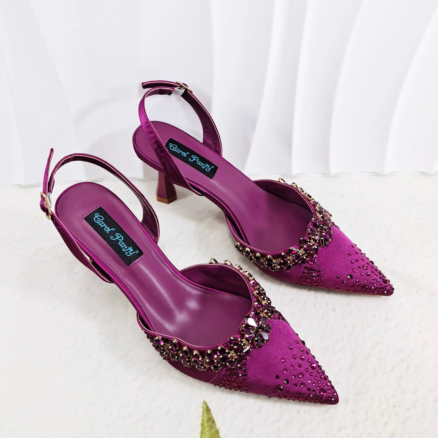 Slip-on High Heels and Matching Small Bag Nigeria Fashionable Party Pointed Shoes with Bag or A Pair of Work Shoes