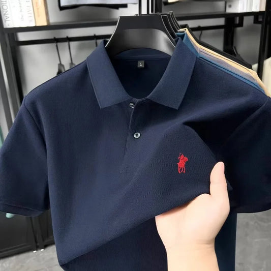 Designer brand 100% cotton short sleeve polo shirt luxury fashion pony embroidery men's business leisure summer new Paul T-shirt