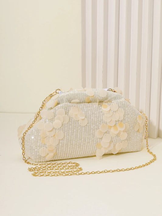 Dinner bag Fashion sequin messenger bag Women's simple handbag, large sequin clutch bag Versatile chain shoulder messeng bag