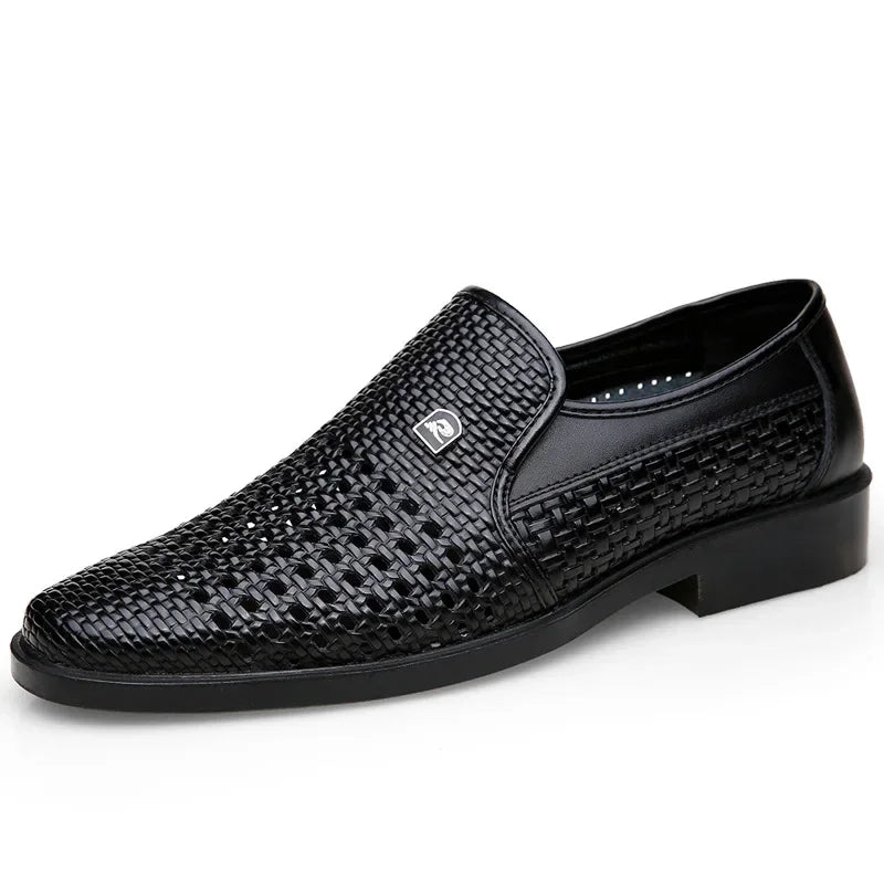 Spring Men Loafers Leather Men Shoes Summer Hollow Breathable Oxfords Man Casual Shoes Slip on Formal Dress Shoes for Man