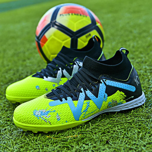Multicolor TF Turf Soccer Shoes Durable PU Fabric Rubber Outsole Anti-slip Wearproof For Kids Teenager Turf Games