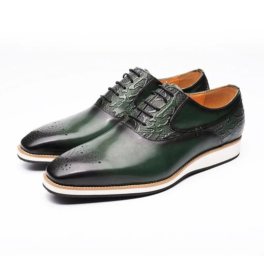 Men's Genuine Leather Brogue Shoes|All-Season Sport Casual Footwear|High-Quality Leather Dress Shoes|Comfortable Walking Shoes