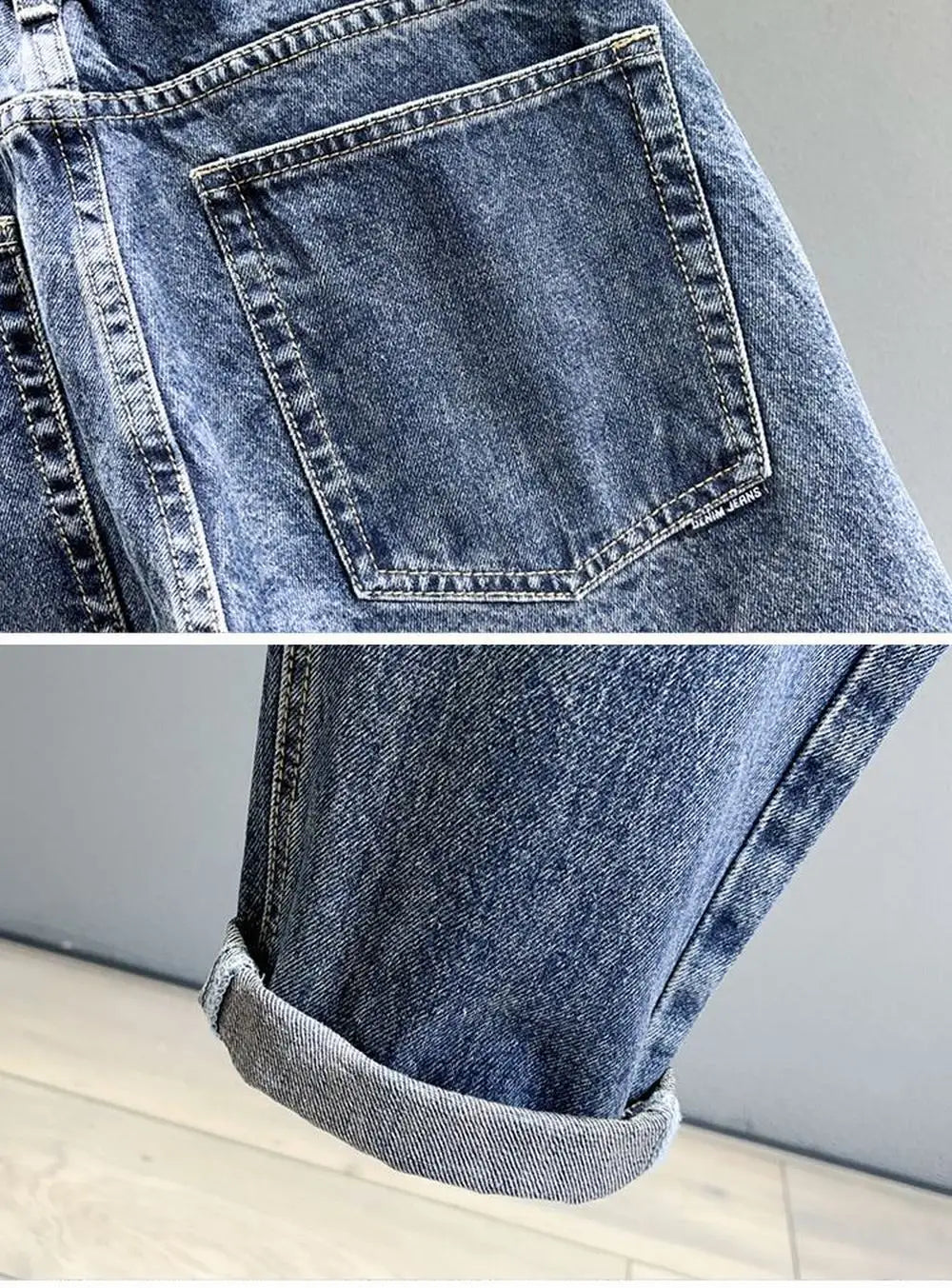 Korean Vintage Loose Tapered Men's Jeans Fashion High Street Drape Harem Pants Youth Hip Hop Streetwear Male Blue Denim Trousers