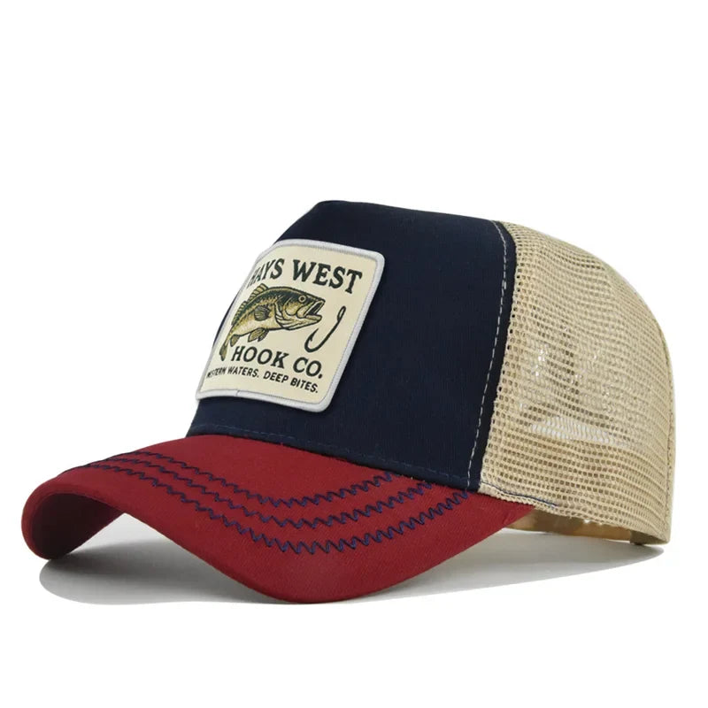 High Quality Fishing Embroidery Baseball Cap for Men Women Outdoor Fishing Snapback Mesh Hat Breathable Sunshade Dad Trucker Hat