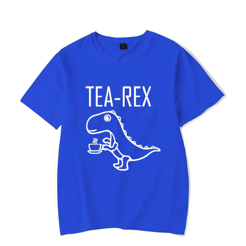Men Women T-Shirts Tea Rex Funny Dinosaur Drink Coffee T Shirts Fashion Casual TShirt High Quality Streetwear Tops Tee Shirt