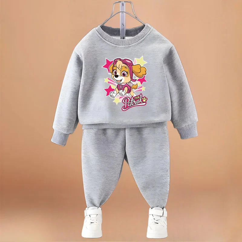 Printed Girls Pullover and Trousers Two Piece Sets Autumn Kids Casual Hoodies Set Spring Fall Children Sweatsuits New