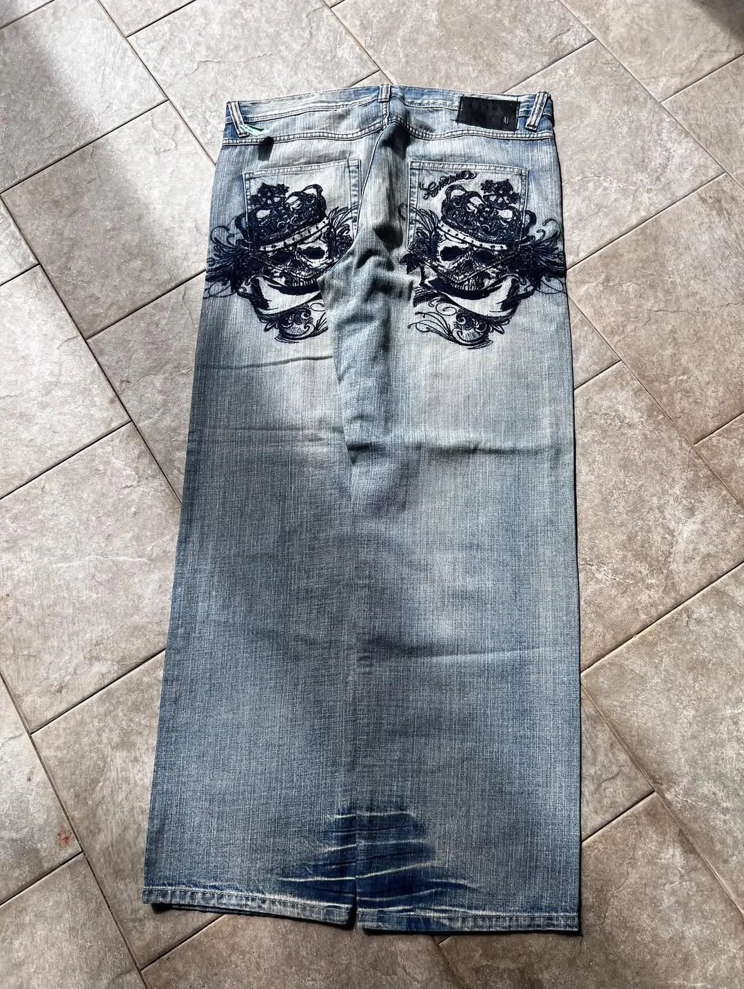 New White Jeans Y2K Dragon Pattern Mens American High Street Retro Korean Straight Pants Harajuku Hip-Hop Couple Wide Pants