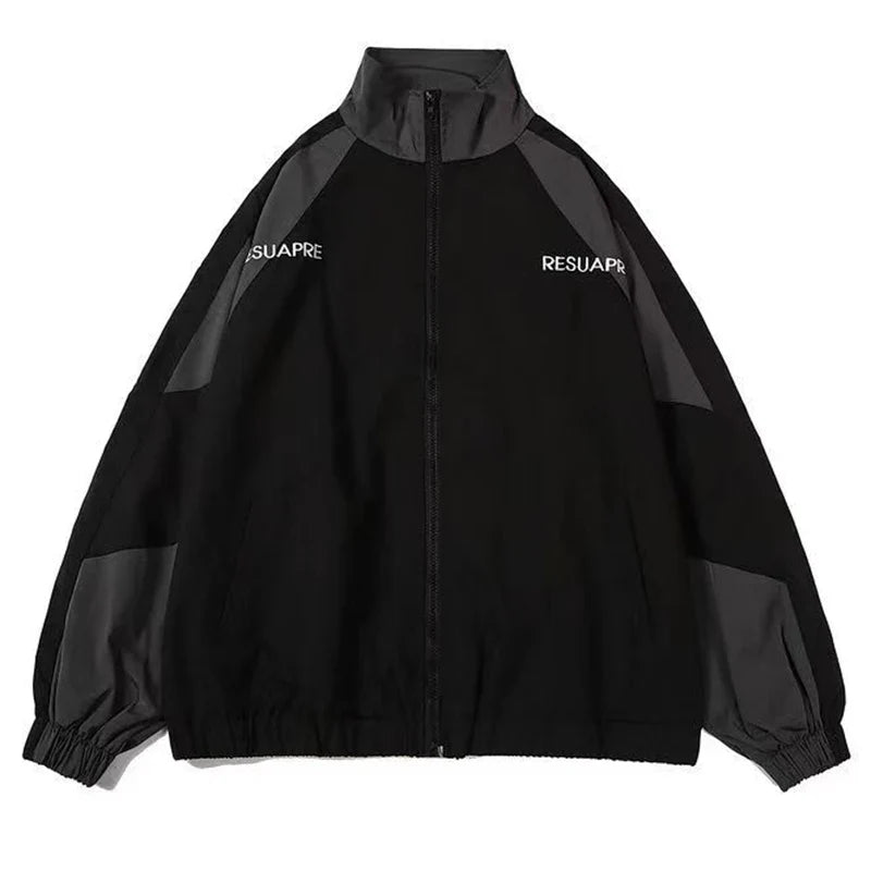 Reflective Striped Men's Jacket 2026 Hip Hop Streetwear Coats Zipper Up Jacket Windbreaker Harajuku Thin Coats Sports Black Blue