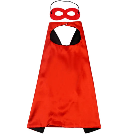 Superhero Cosplay Costume Solid Two Colored Satin Super Hero Cloak Children Cape Boys Girls Satin Halloween Carnival Party