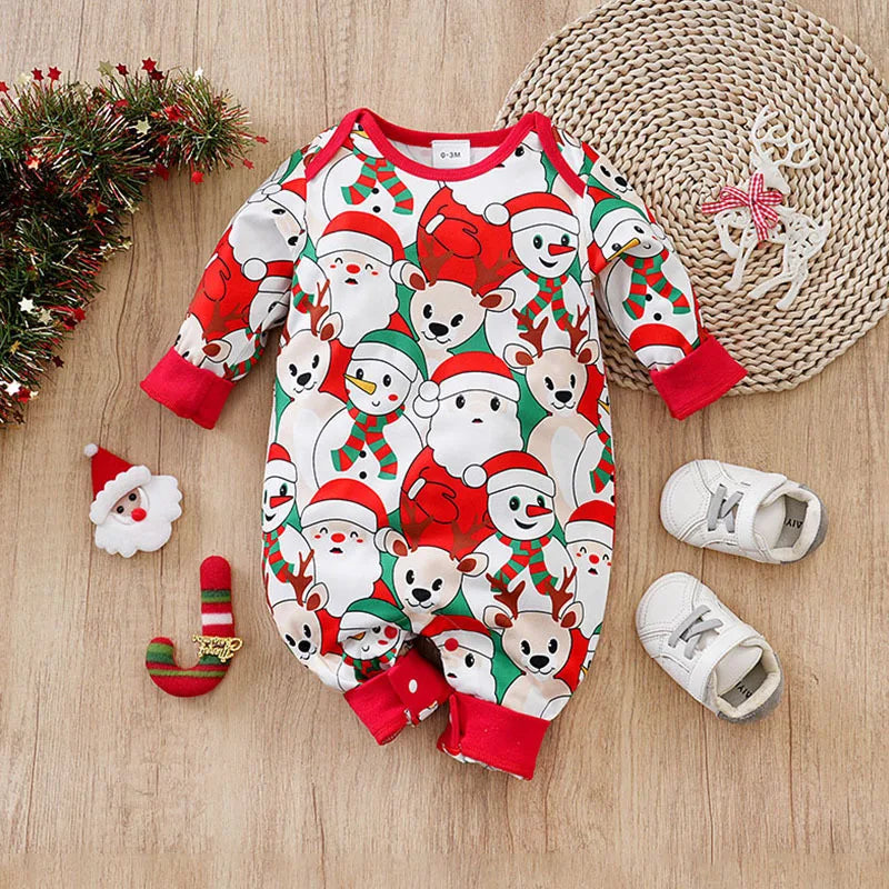Prowow 0-18M Baby Christmas Costume Cartoon Deer Jumpsuit With Santa Hat Christmas Baby Romper For Newborn New Year Costume
