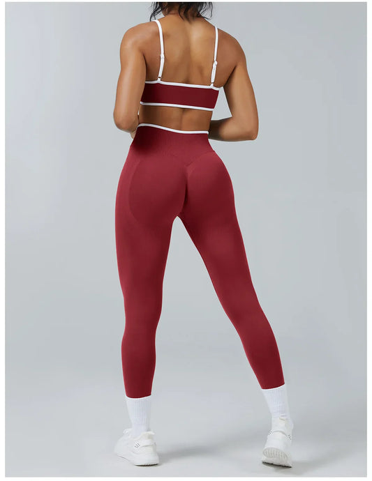 Seamless Yoga Set Women Gym Clothing Scrunch Bum Legging Sports Bras Padded Tank Top Workout Outfits Fitness Sportswear Suits