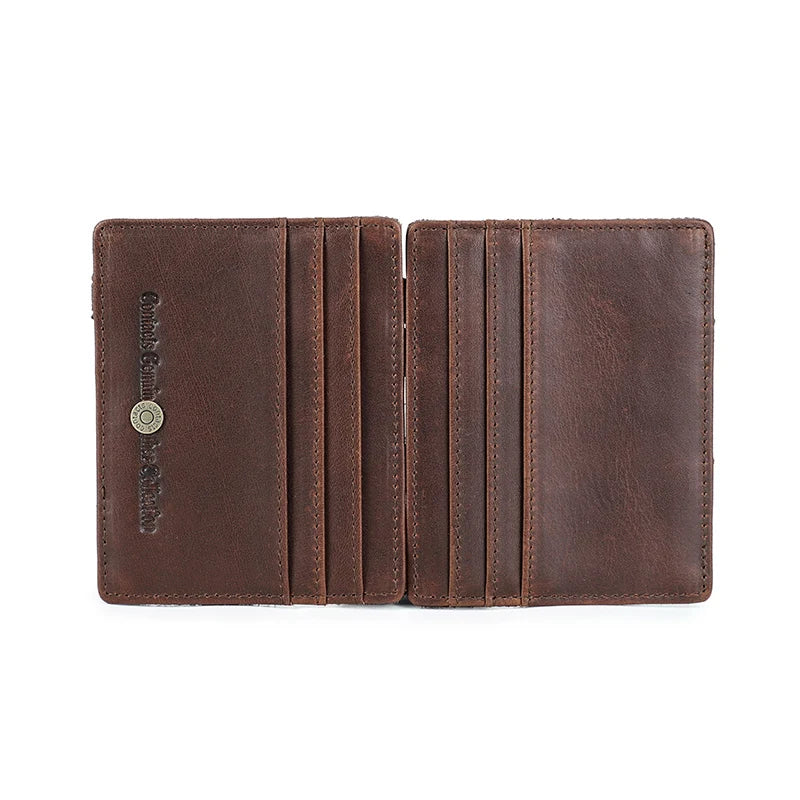 Magic Wallets Genuine Leather Men Slim Wallets RFID Card Holders Money Clip Ultra Thin Small Mini Wallets for Men Gift
