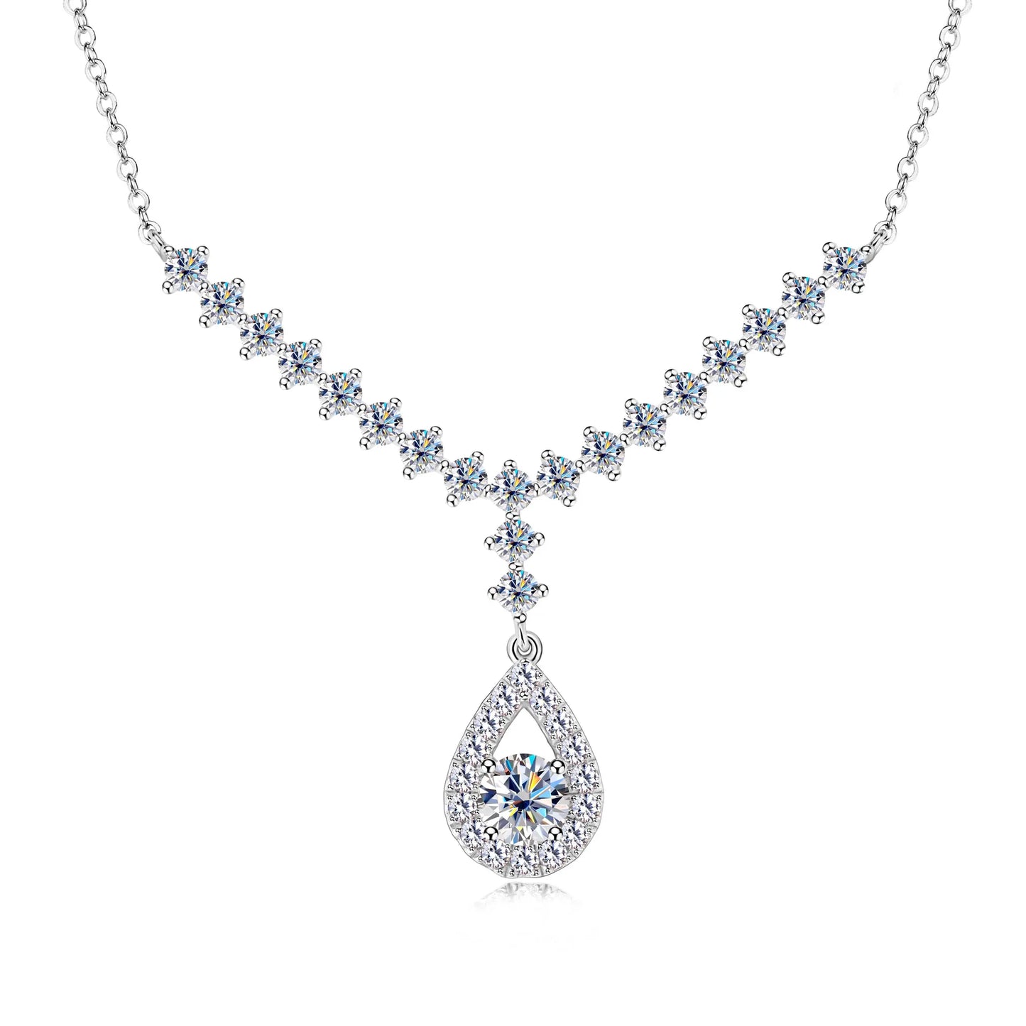 3.38CT Moissanite Necklaces for Women 100% Real Silver Chain 925 Pandant Lab Diamond Luxury Wedding Party Jewelry