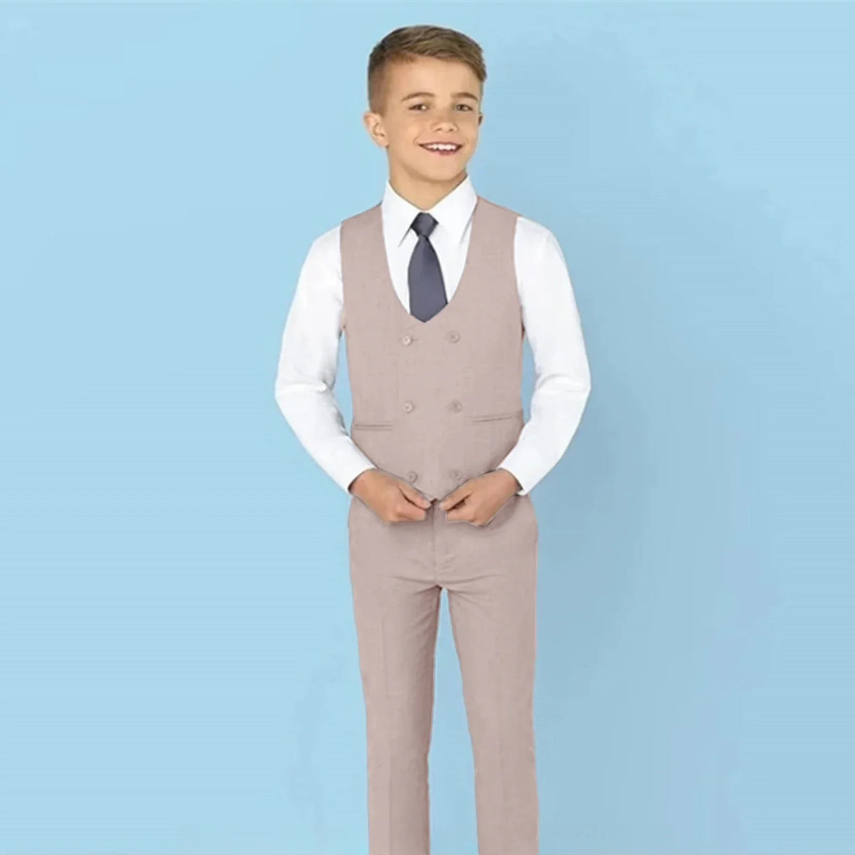 Classic Solid Paisley Suits for Boys 3-Piece Smart Stylish Boy's Tuxedo Formal Outfit For Kids Blazer Vest And Pants For Party