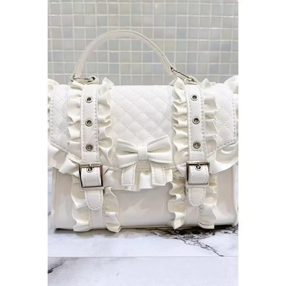 Kawaii Day Sweet Cute Thunder Women's Handbag Lolita Gem Ruffle Bow Shoulder Crossbody Bags Japanese Lolita Bags for girls