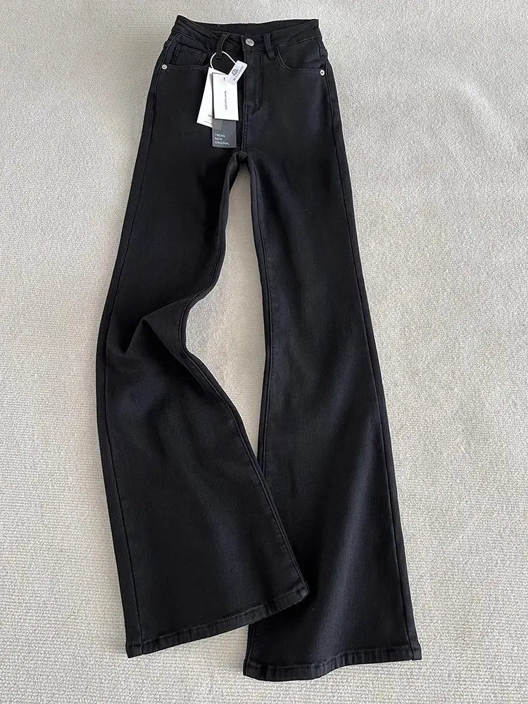 Y2K Loose Jeans Women Casual Trousers Baggy Denim Pants for Ladies Soft Stretch Waist Winter Thermal Fleece Lined Comfort Fit