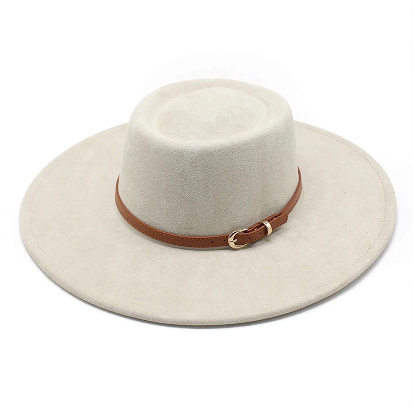 Men Women Felt Fedora Hat Stylish Decorative Belt Design Panama Hat Wide Brim Jazz Cap