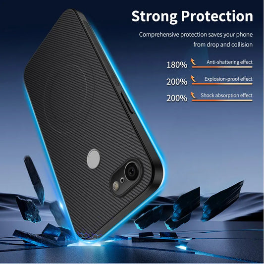 Carbon Fiber Texture Wireless Charging Magnetic Case For Google Pixel 3 3A 4 XL 4XL ShockProof Phone Cover