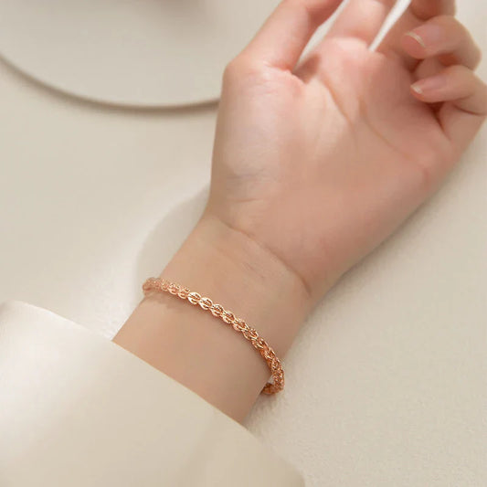 Authentique Bracelet Jonc Chaîne à Maillons Gysophila en Argent Sterling 925 pour Femme Style Coréen Mariage Fiançailles Bijoux Fins