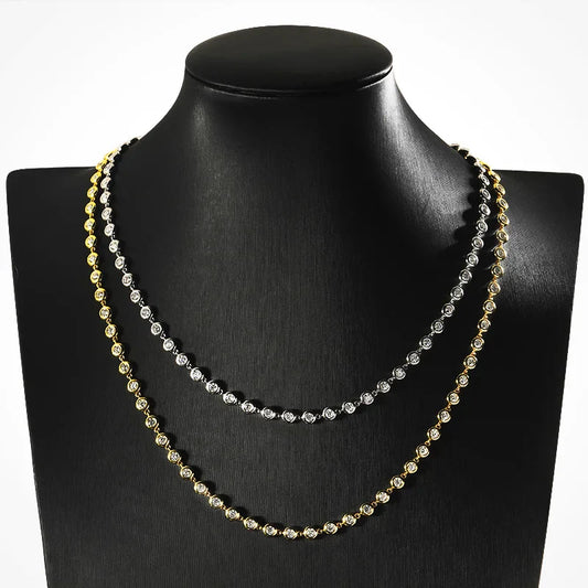 Round Bubble Full 3mm 0.1CT D Color Moissanite Tennis Chain for Women 925 Silver GRA Certified 16 18 20 inch Bezel Necklace