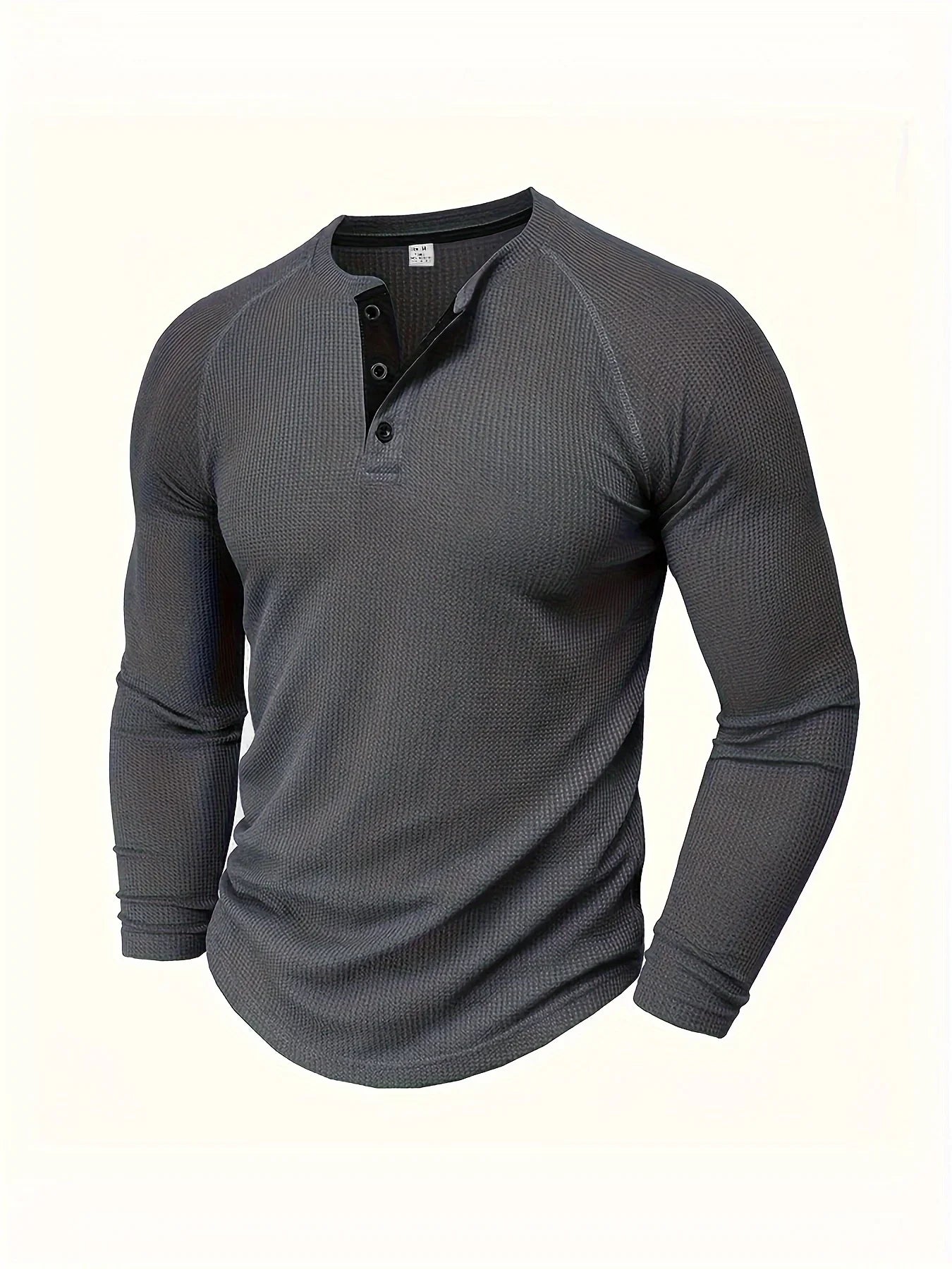 Loose men's solid colour casual versatile American-style round-neck long-sleeve base T-shirt for spring and autumn outdoor daily