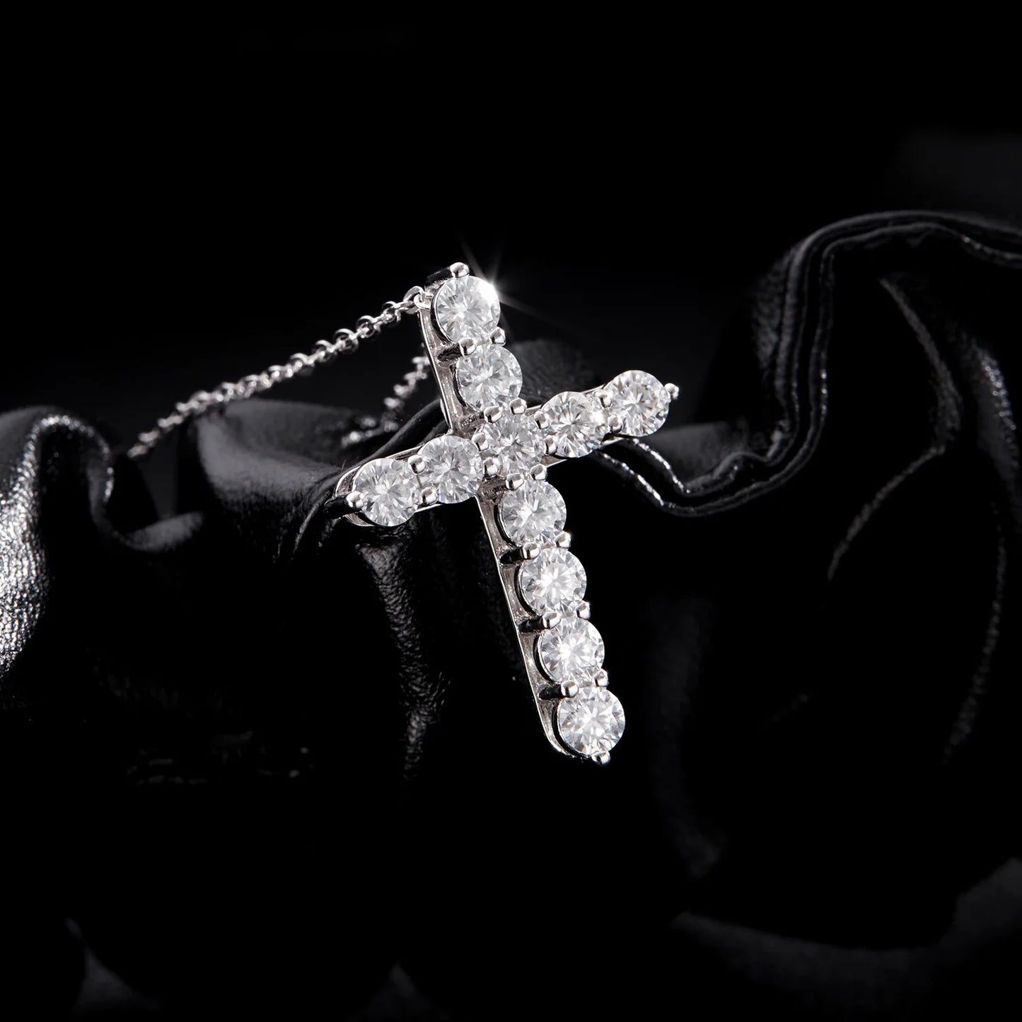 D Color Moissanite Necklace 925 Sterling Silver Exquisite Cross Link Chain Pendant Necklace For Women Fine Jewelry Gift