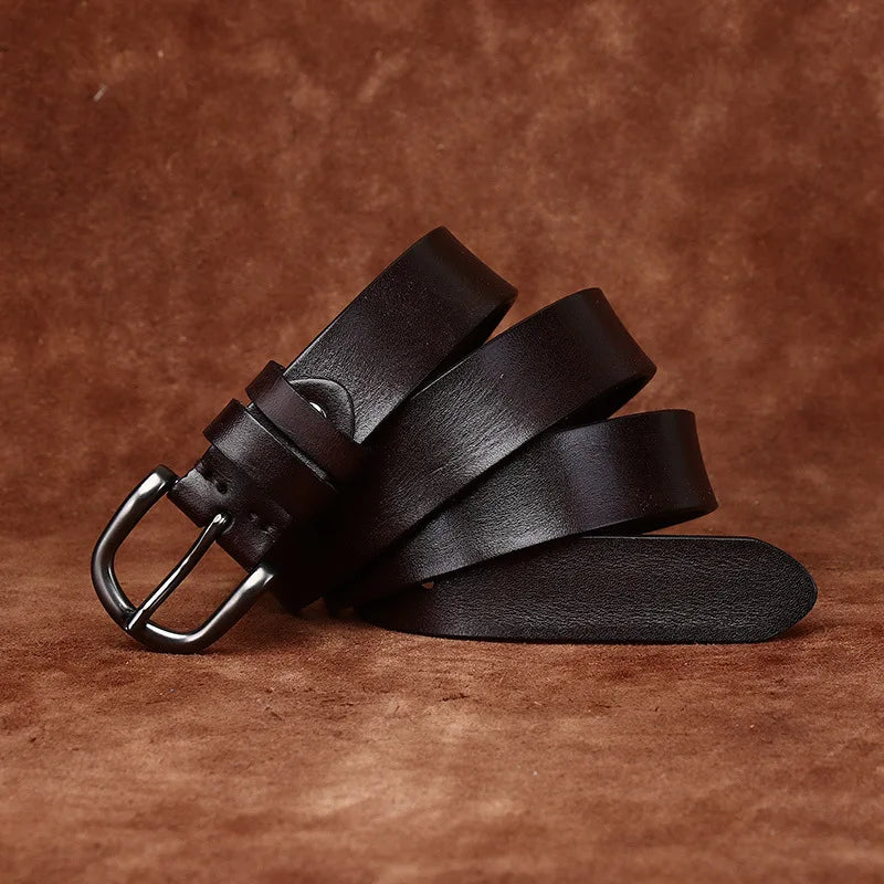 2.8CM Pure Cowhide Genuine Leather for Men's Women High Quality Jeans Needle Buckle Belts Cowboy Fashion Designer Matching Belt