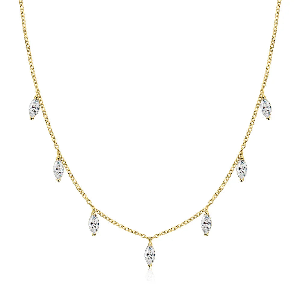 3*6mm 0.3ct Marquise Cut Moissanite Necklace with GRA s925 Sterling Silver Chain Dainty Stacking Necklaces for Women
