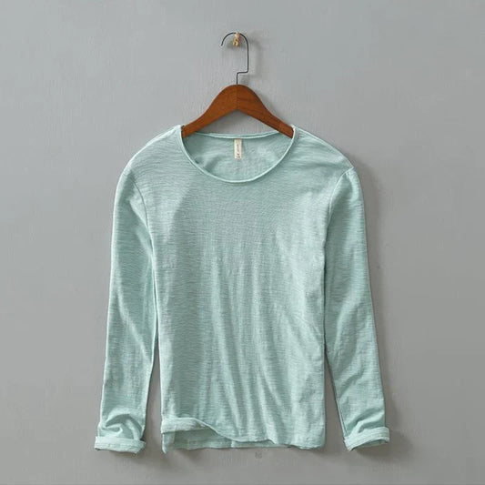 New Autumn Solid Color Long-sleeved T-shirt Men's Casual Bottoming T-shirt Male Cotton Crew Neck T-Shirt