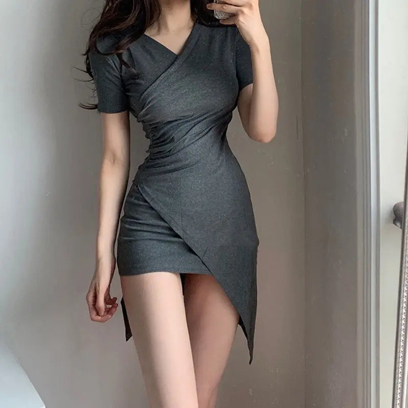 Prom Short Sexy Night Club Dress Fashion Cotton Bodycon Sklinky Party Mini Black Women's Clothing Dresses Korean Style One-piece