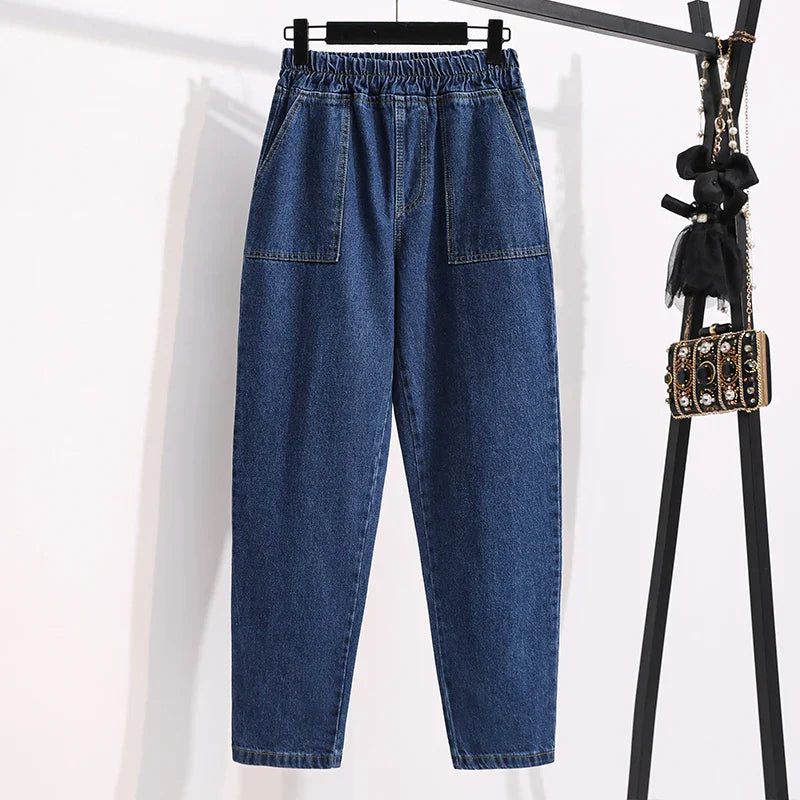 plus Size Denim Trousers High Waist Straight Leg Women's Spring Faion Slimming Long Pants Casual Harajuku Sle Jeans