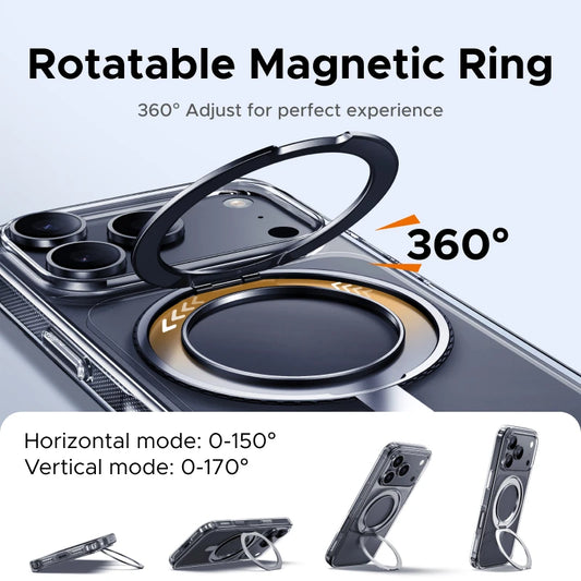 For iPhone 17 Pro Max 360° Magnetic Stand Case Cover for iPhone 17pro for Magsafe Rotatable Magnet Kickstand Case