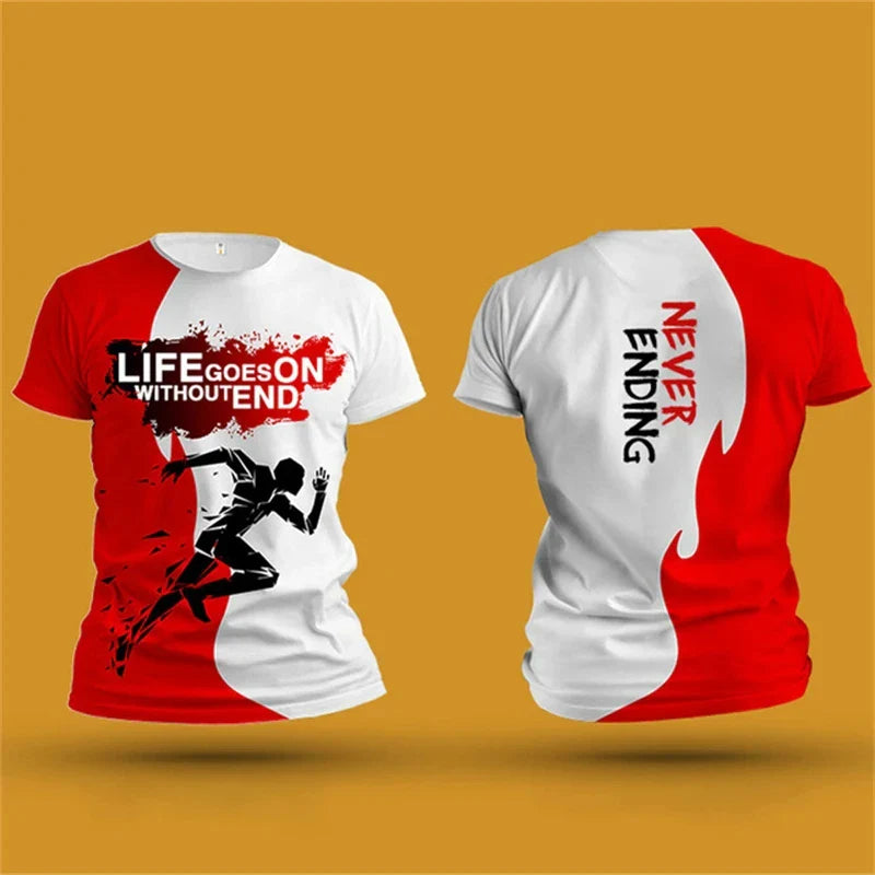 Men's T shirt Outdoor Fitness Run Sports T-Shirts Summer New Casual Women's Short Sleeve Tops Fashion 3D Gradient Harajuku Tops