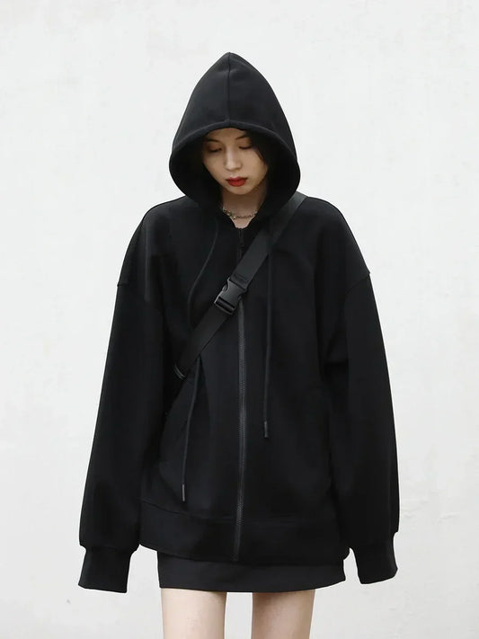 Women Sweatshirts Hoodies Solid Loose Casual Hooded Female Tops Lady Coat Medium Length Overcoat Spring Autumn 2025