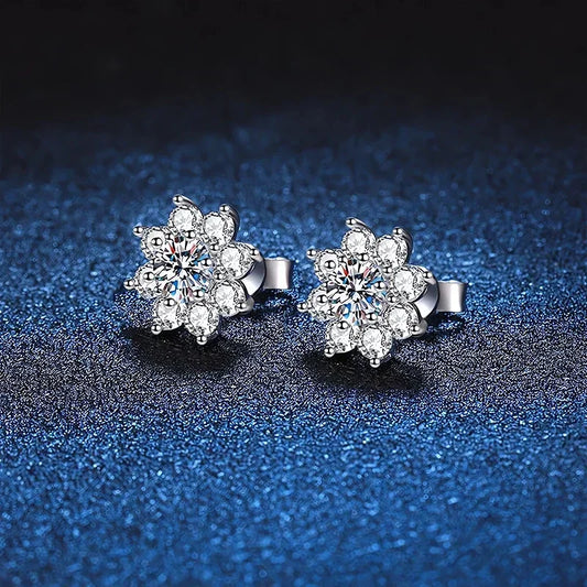 0.5ct Moissanite Stud Earrings For Women 925 Sterling Silver with White Gold Plated Diamond Ear Studs Wedding Jewelry