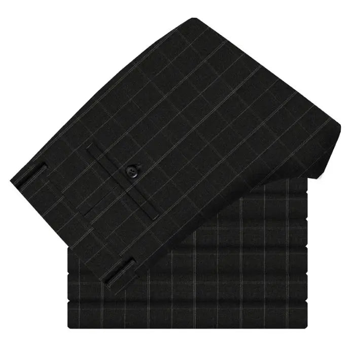 Autumn Winter Men's Business Casual Plaid Pants Korean Fashion Stretch Slim Fit Suit Pants Male Office Formal Versatile Trouser