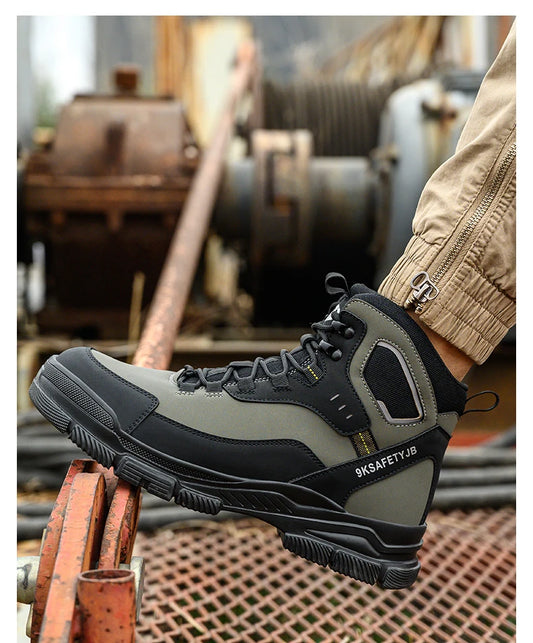 Man Safety Shoes Puncture-Proof Work Sneaker Waterproof Work Shoes Steel Toe Shoes Safety Boots Indestructible Shoes Lightweight