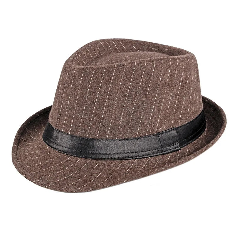 Spring and Autumn British Black and White Striped Cloth Jazz Fedoras Men's New Casual Versatile Couple Sunshade Hat Outdoor