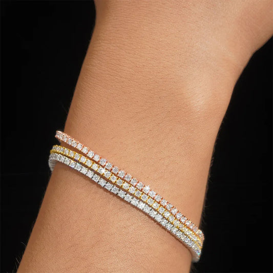 Nouveau bracelet de tennis en moissanite de 2 mm (0,03 carat) couleur D, plaqué argent S925, bracelets maillons diamant 18 carats, cadeau pour femme