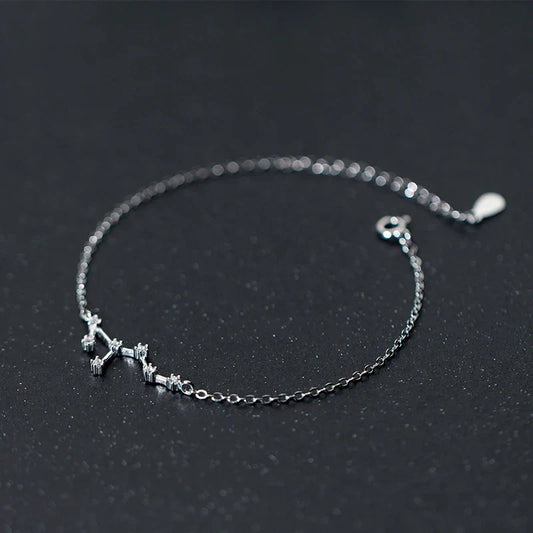 Bracelets classiques Constellation exquise en argent sterling 925, chaîne simple Lion Vierge Balance pour femmes, bijoux