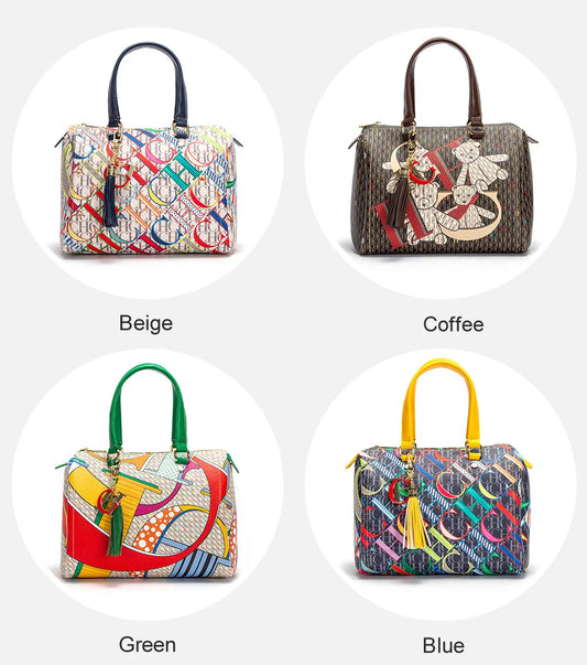 Colorful Print Design Spacious New-Style Women's Tote Bag Unique Prints Fashionable Women's Clutch Bag