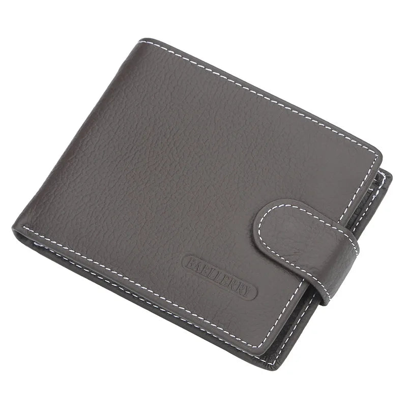 Men's Genuine Cow Leather Wallet Short Zipper Coin Pocket Business Male Purses Card Holder for Men