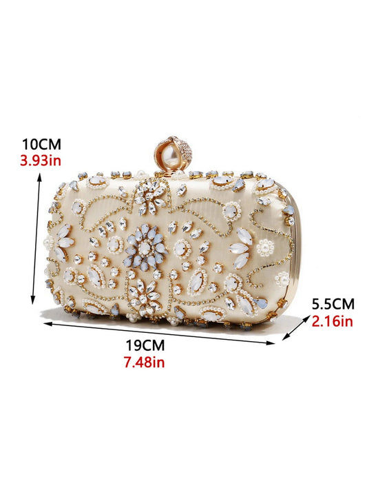 Diamonds Women Party Day Clutch Pearl Beading Wedding Evening Bags With Shoulder Chain Handbags Holder