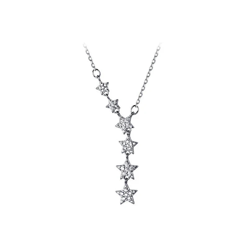 Twinkle Pentagram Y-Shape Pendant Necklace for Women 925 Sterling Silver Luxury Link Chain Necklace Wedding Fine Jewelry