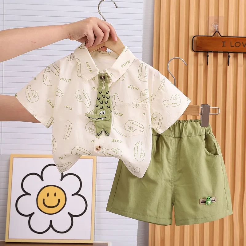 New Summer Baby Boys Cartoon T-Shirt Shorts Set Kids Clothing 2Pcs/Toddler Infant Fashion Tracksuit1-5 Years